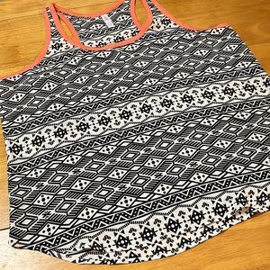 Xhilaration Women’s Plus Size XXL Racerback Sheer Tank Black White Peach Tribal